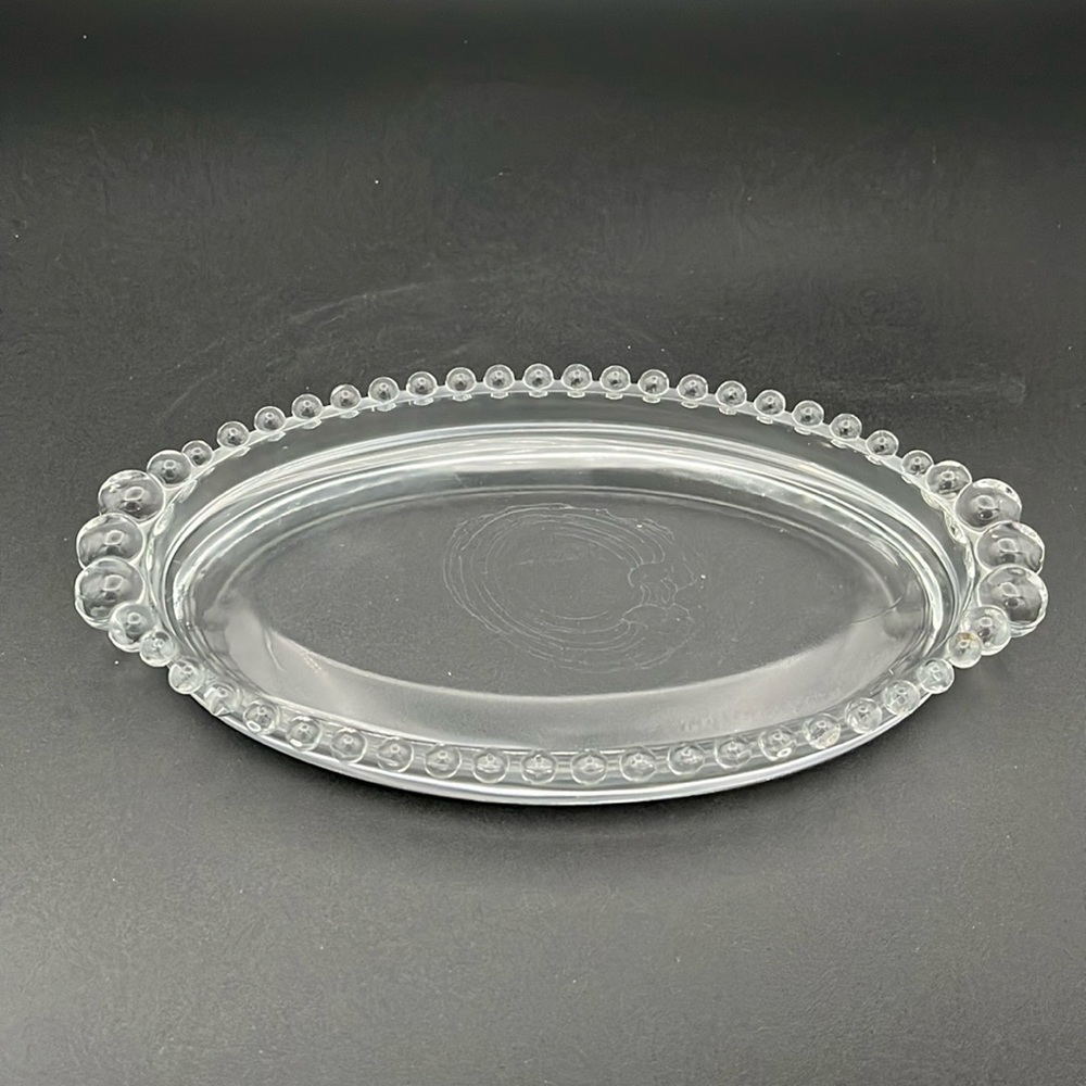 Vintage Imperial Crystal "Candlewick" tray. 9 1/4” X 5 1/4”.